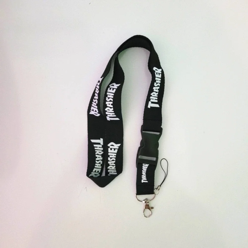 P4. Thrasher Black One Size Lanyard with Clip